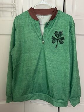 Green Shamrock Quarter-Zip Pullover -Unisex Size  XL -Men’s